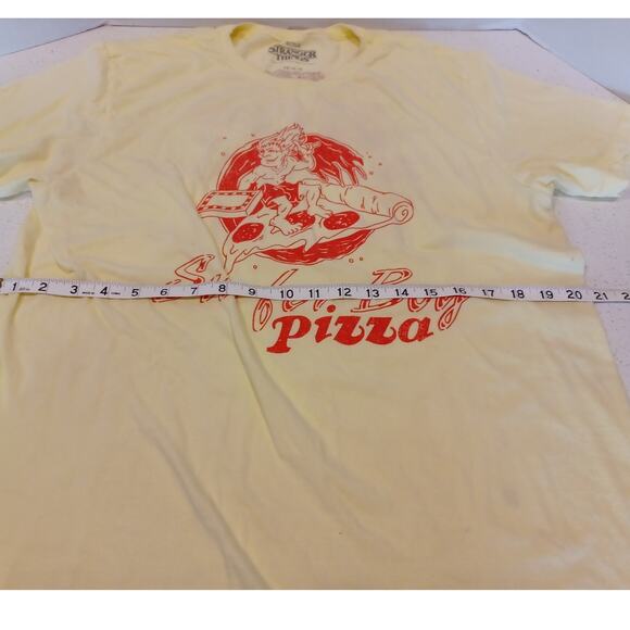 Stranger Things Surfer Boy Pizza Yellow Unisex T-Shirt Size L - Picture 5 of 7